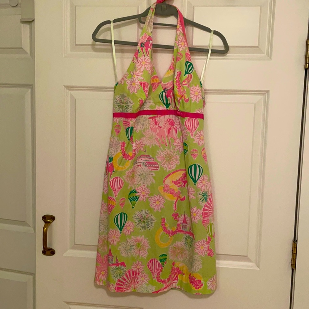 Lilly Pulitzer Derby Days halter dress.